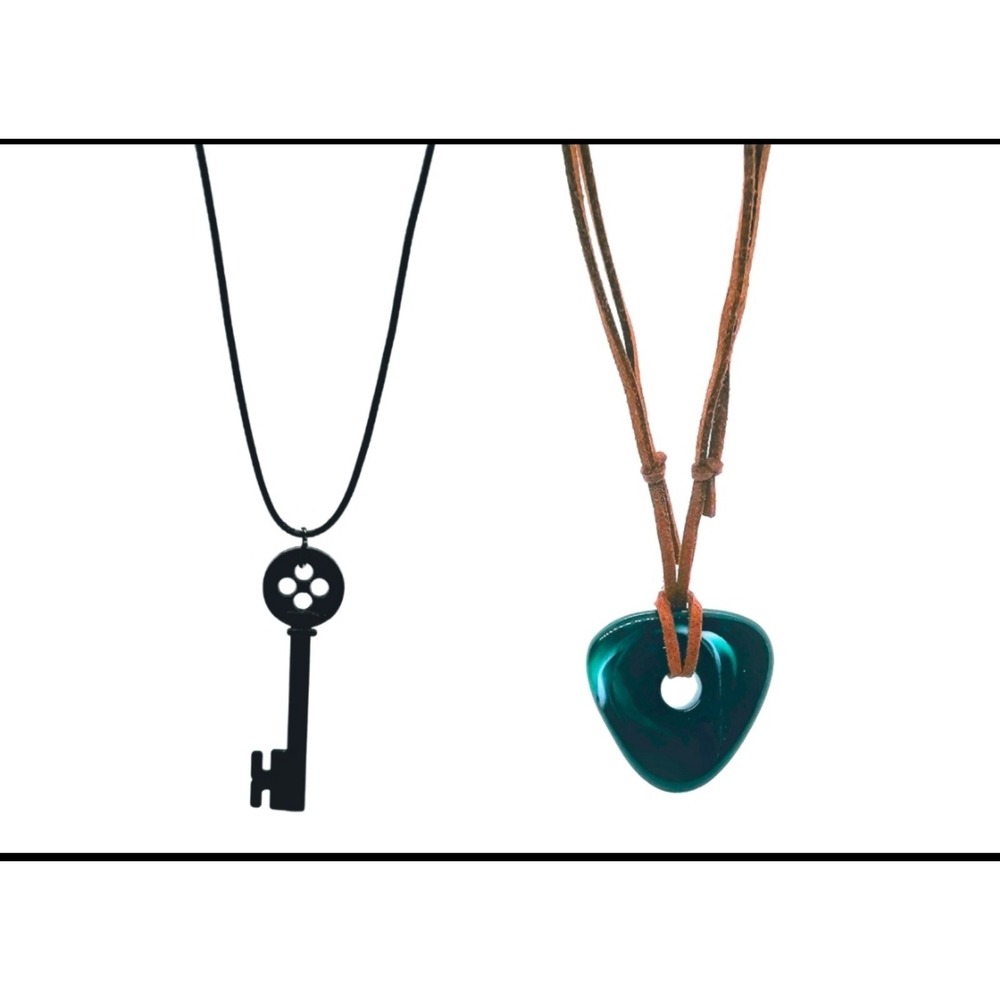 Set Of 2 - Coraline Seeing Stone Necklace & Skeleton Key Necklace!